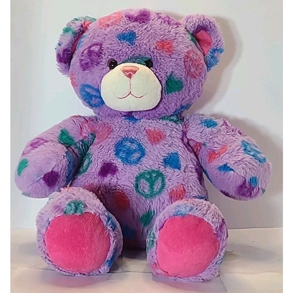 Build A Bear Purple Peace Bear Hippie Teddy Bear Plush Retired
